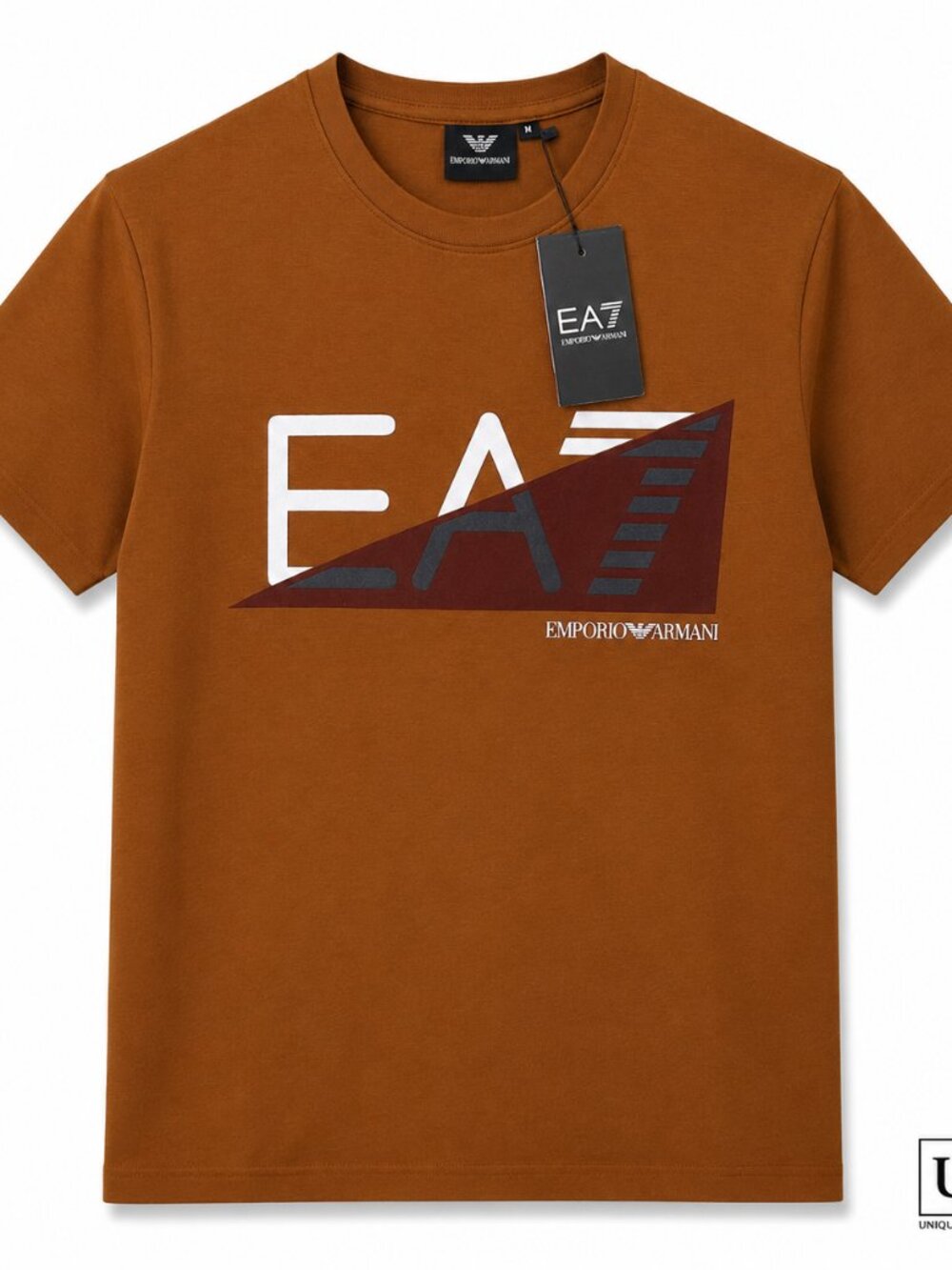 EA7 Emporio Armani Men’s Brown Graphic T-Shirt NWT | Logo Crew Neck Tee
